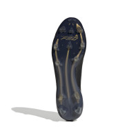 adidas F50 Elite Sans Lacets Gazon Naturel Chaussures de Foot (FG) Noir Gris Doré