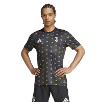 adidas Juventus Pre-Match Maillot d'Entraînement 2024-2025 Anthracite Jaune Rosé Noir Blanc