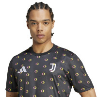 adidas Juventus Pre-Match Maillot d'Entraînement 2024-2025 Anthracite Jaune Rosé Noir Blanc