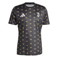 adidas Juventus Pre-Match Maillot d'Entraînement 2024-2025 Anthracite Jaune Rosé Noir Blanc