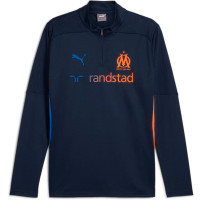 PUMA Olympique Marseille Trainingstrui 1/4-Zip 2024-2025 Kids Donkerblauw Blauw Oranje