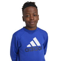 adidas Essentials Big Logo Fleece Survêtement Enfants Bleu Noir Blanc