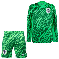 Kit de gardien de but à manches longues Nike Netherlands 2024-2026 vert pour enfants