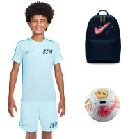 Nike Kylian Mbappé Pack Enfants Ensemble Training Sac à Dos et Ballon de Foot Bleu Clair Noir Blanc