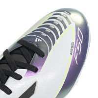 adidas F50 Messi League Gras / Kunstgras Voetbalschoenen (MG) Kids Wit Paars Zwart