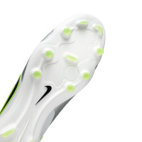 Nike Tiempo Legend 10 Pro Gazon Naturel Chaussures de Foot (FG) Argenté Noir Néon Jaune