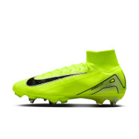 Nike Zoom Mercurial Superfly 10 Elite Crampons Vissés Chaussures de Foot (SG) Néon Jaune Noir Argenté