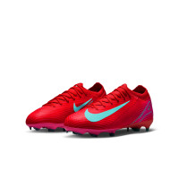 Nike Zoom Mercurial Vapor 16 Pro Gras Voetbalschoenen (FG) Kids Rood Turquoise Roze