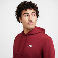Nike Sportswear Club Fleece Sweat à Capuche Rouge Foncé Blanc