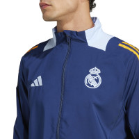 adidas Real Madrid Présentation Survêtement Full-Zip 2024-2025 Bleu Foncé Orange Bleu Clair