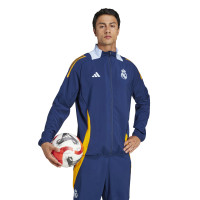 adidas Real Madrid Présentation Survêtement Full-Zip 2024-2025 Bleu Foncé Orange Bleu Clair