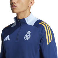 adidas Real Madrid Survêtement 1/4-Zip 2024-2025 Bleu Foncé Orange Bleu Clair