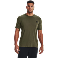 T-shirt Under Armour avec logo sur la poitrine gauche, vert olive et noir