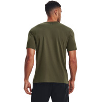 T-shirt Under Armour avec logo sur la poitrine gauche, vert olive et noir