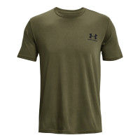 T-shirt Under Armour avec logo sur la poitrine gauche, vert olive et noir