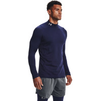 Under Armour ColdGear Fitted Ondershirt Lange Mouwen Donkerblauw Wit