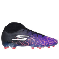 Skechers SKX_1.5 Elite High Gazon Naturel Chaussures de Foot (FG) Mauve Noir Orange Argenté