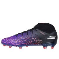 Skechers SKX_1.5 Elite High Gazon Naturel Chaussures de Foot (FG) Mauve Noir Orange Argenté