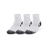Under Armour Performance Cotton Quarter Sportsokken 3-Pack Wit Grijs