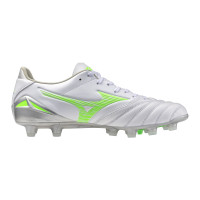 Mizuno Morelia Neo IV Pro Gazon Naturel Chaussures de Foot (FG) Argenté Vert Vif