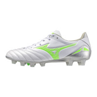Mizuno Morelia Neo IV Pro Gazon Naturel Chaussures de Foot (FG) Argenté Vert Vif