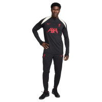 Nike Liverpool Strike Trainingstrui 1/4-Zip 2024-2025 Zwart Rood Gebroken Wit
