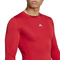 adidas Techfit Ondershirt Lange Mouwen Rood Wit
