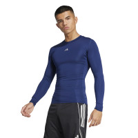 adidas Techfit Sous-Maillot à Manches Longues Bleu Foncé Blanc