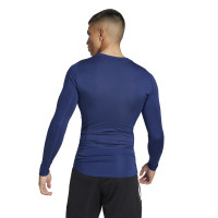 adidas Techfit Sous-Maillot à Manches Longues Bleu Foncé Blanc