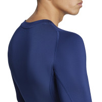 adidas Techfit Sous-Maillot à Manches Longues Bleu Foncé Blanc