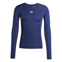 adidas Techfit Sous-Maillot à Manches Longues Bleu Foncé Blanc