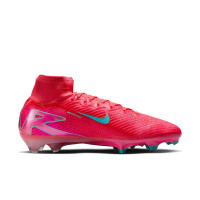 Nike Zoom Mercurial Superfly 10 Elite Gazon Naturel Chaussures de Foot (FG) Rouge Turquoise Rose