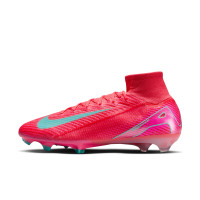 Nike Zoom Mercurial Superfly 10 Elite Gazon Naturel Chaussures de Foot (FG) Rouge Turquoise Rose