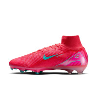 Nike Zoom Mercurial Superfly 10 Elite Gazon Naturel Chaussures de Foot (FG) Rouge Turquoise Rose