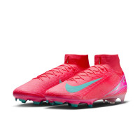 Nike Zoom Mercurial Superfly 10 Elite Gazon Naturel Chaussures de Foot (FG) Rouge Turquoise Rose