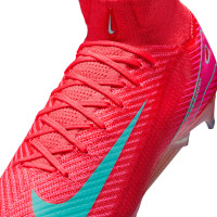 Nike Zoom Mercurial Superfly 10 Elite Gazon Naturel Chaussures de Foot (FG) Rouge Turquoise Rose