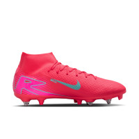 Nike Zoom Mercurial Superfly 10 Academy Crampons Vissés Chaussures de Foot (SG) Anti-Clog Rouge Turquoise Rose