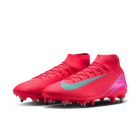Nike Zoom Mercurial Superfly 10 Academy Crampons Vissés Chaussures de Foot (SG) Anti-Clog Rouge Turquoise Rose