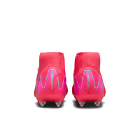 Nike Zoom Mercurial Superfly 10 Academy Crampons Vissés Chaussures de Foot (SG) Anti-Clog Rouge Turquoise Rose