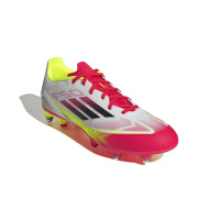 adidas F50 League Crampons Vissés Chaussures de Foot (SG) Blanc Rouge Noir Jaune