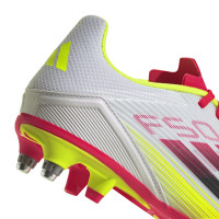 adidas F50 League Crampons Vissés Chaussures de Foot (SG) Blanc Rouge Noir Jaune