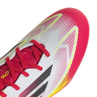 adidas F50 League Crampons Vissés Chaussures de Foot (SG) Blanc Rouge Noir Jaune