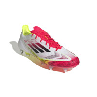 adidas F50 Elite Crampons Vissés Chaussures de Foot (SG) Blanc Rouge Noir Jaune