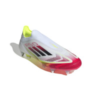 adidas F50 Elite Sans Lacets Crampons Vissés Chaussures de Foot (SG) Blanc Rouge Noir Jaune