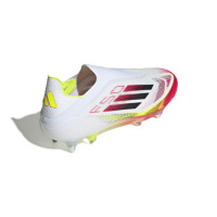 adidas F50 Elite Sans Lacets Crampons Vissés Chaussures de Foot (SG) Blanc Rouge Noir Jaune