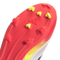adidas F50 League Sans Lacets Gazon Naturel Artificiel Chaussures de Foot (MG) Enfants Blanc Rouge Noir Jaune