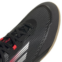 adidas F50 League Chaussures de Foot en Salle (IN) Noir Rouge Argenté