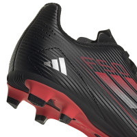 adidas F50 Club Gras / Kunstgras Voetbalschoenen (MG) Kids Zwart Rood Zilver