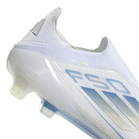 adidas F50 Elite Veterloze Gras Voetbalschoenen (FG) Wit Blauw Zilver