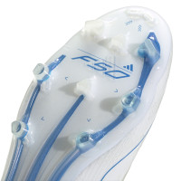 adidas F50 Elite Veterloze Gras Voetbalschoenen (FG) Wit Blauw Zilver